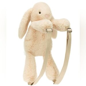 Jellycat Smudge Rabbit Backpack 17x6.3x4.7" 23" Strap Soft and Plush NWT